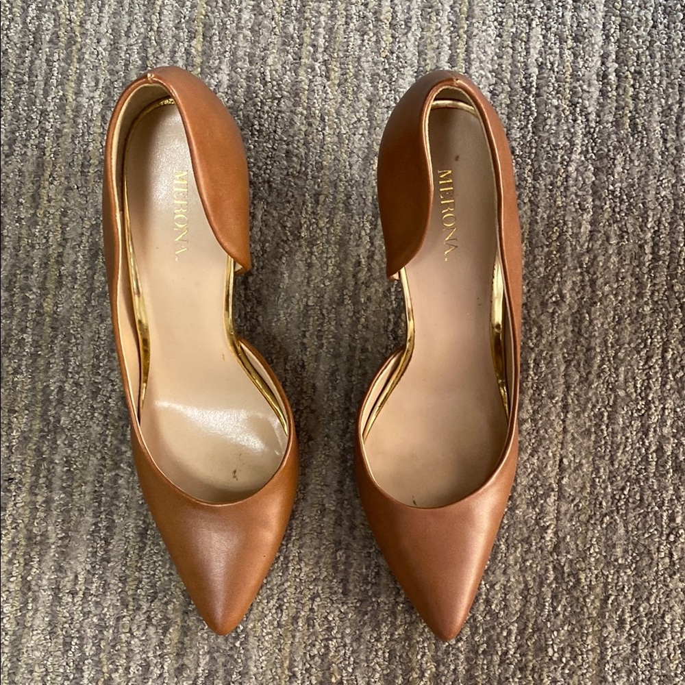 Merona Brown Heels Elegant Design